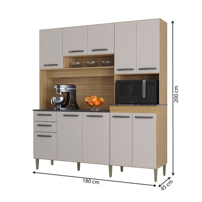 Cozinha Compacta Elisa 10 Portas 2 Gavetas Damasco/Off White - Poquema