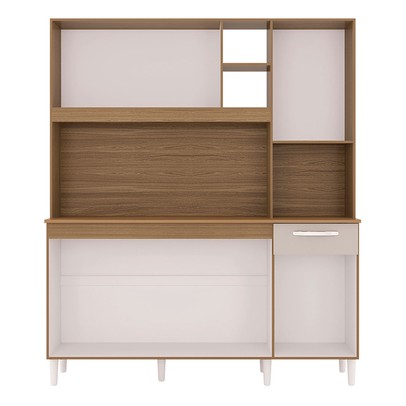 Cozinha Compacta Barbara 6 Portas 1 Gaveta Castanho/Off White - Poquema