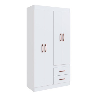 Guarda-Roupa Solteiro Rosario 4 Portas 2 Gavetas Branco - Doripel
