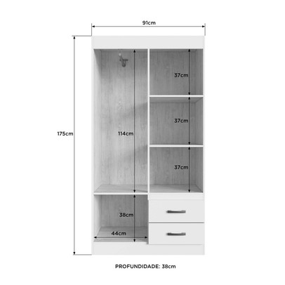 Guarda-Roupa Solteiro Rosario 4 Portas 2 Gavetas Off White Nogueira - Doripel