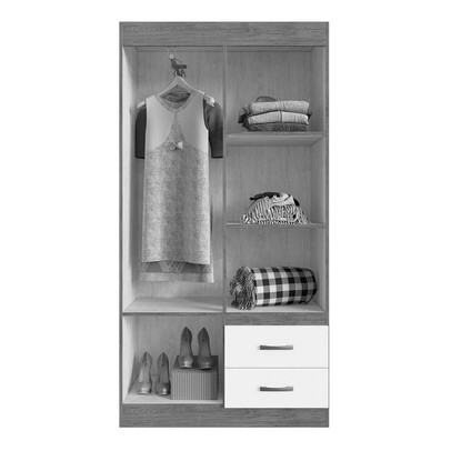 Guarda-Roupa Solteiro Rosario 4 Portas 2 Gavetas Off White Nogueira - Doripel