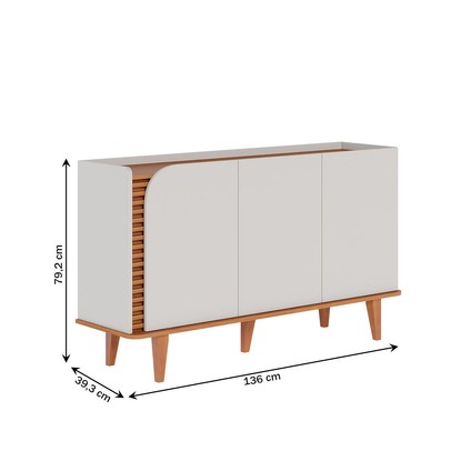 Balcão Buffet Jurerê 3 Portas Off White/Freijó - Colibri