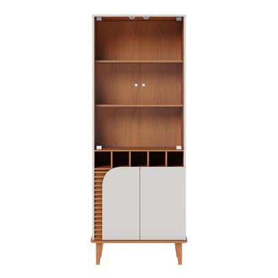 Cristaleira Jurerê 4 Portas 2 Prateleiras Off White/Freijó - Colibri