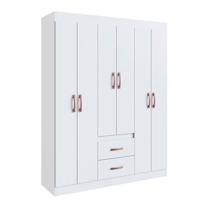 Guarda-Roupa Casal Riveira 6 Portas 2 Gavetas Branco - Doripel