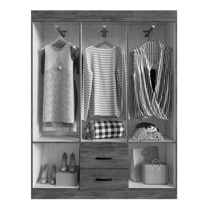 Guarda-Roupa Casal Riveira 6 Portas 2 Gavetas Off White/Nogueira - Doripel