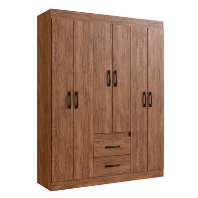 Guarda-Roupa Casal Riveira 6 Portas 2 Gavetas Castanho - Doripel