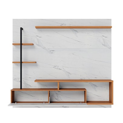 Painel para TV Até 58 Polegadas com Led Maragogi 1 Porta Calacatta/Freijó/Branco Neve - Colibri