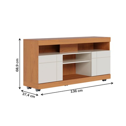 Rack para TV Até 42 Polegadas 2 Portas Yara Freijó/Off White - Colibri