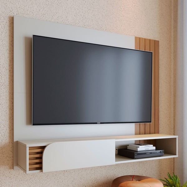 Painel para TV Até 55 Polegadas Jurerê 1 Porta Off White/Freijó - Colibri