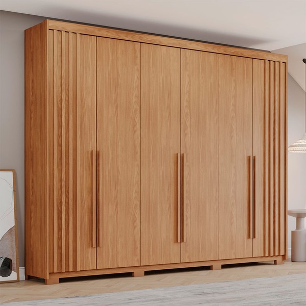 Guarda-Roupa Casal Norton 6 Portas 4 Gavetas Flex Nature - Henn