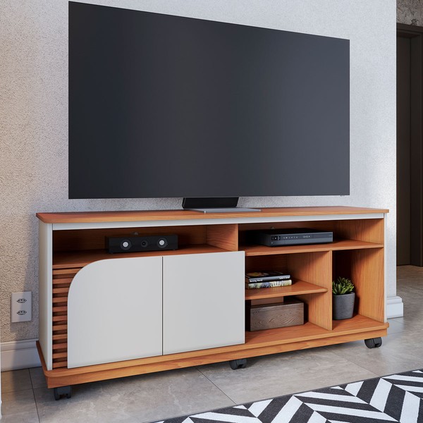 Rack para TV Até 65 Polegadas Jurerê 2 Portas Freijó/Off White - Colibri