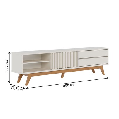Rack para TV Até 75 Polegadas Veneza 1 Porta 2 Gavetas Off White - Colibri