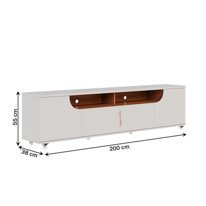 Rack para TV Até 75 Polegadas Santorini 4 Portas Off White/Freijó - Colibri