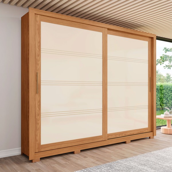 Guarda-Roupa Casal Medelín 2 Portas 4 Gavetas Nature/Off White - Henn