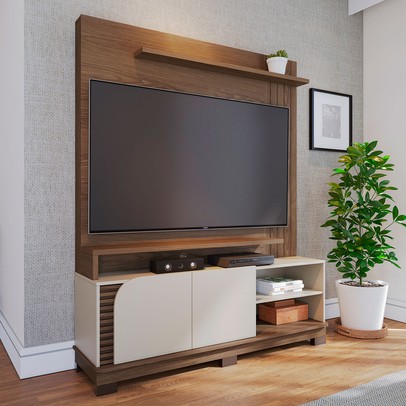 Estante para TV Até 65 Polegadas Jurerê 2 Portas Amêndoa/Off White 1500 - Colibri