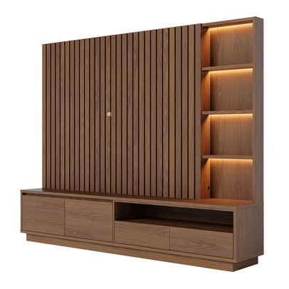 Estante para TV Até 82 Polegadas Cancun 4 Gavetas com Led Ripado Amêndoa - Colibri