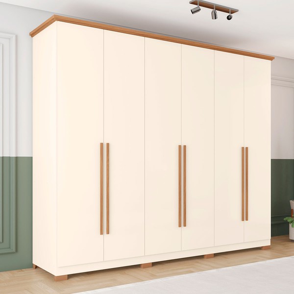 Guarda-Roupa Casal Leblon 6 Portas 6 Gavetas Nature/Off White - Henn