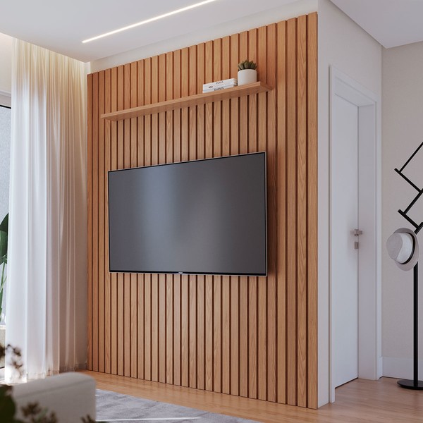 Painel para TV Até 82 Polegadas Niágara 1 Prateleira Ripado Freijó 5.053.a0 - Colibri