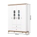 Guarda-Roupa Infantil Aconchego 4 Portas 2 Gavetas Branco/Jequitibá - Henn