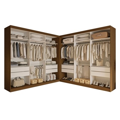 Closet Casal Paris Duo 8 Gavetas Freijó/Branco - Minastex