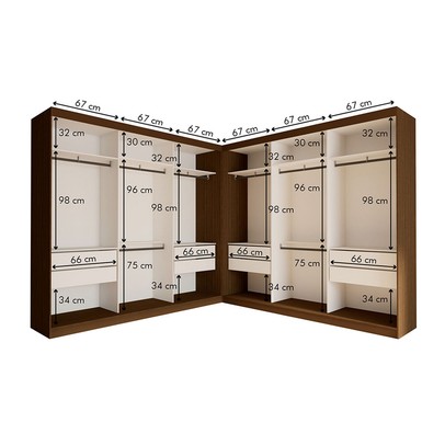 Closet Casal Paris Duo 8 Gavetas Freijó/Branco - Minastex