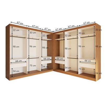 Closet Casal Paris Duo 8 Gavetas Carvalho/Branco - Minastex