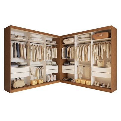 Closet Casal Paris Duo 8 Gavetas Carvalho/Branco - Minastex