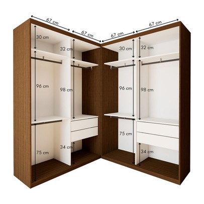 Closet Casal Júlia Duo 4 Gavetas Freijó/Branco - Minastex