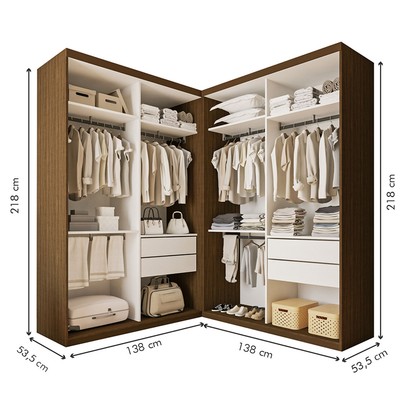 Closet Casal Júlia Duo 4 Gavetas Freijó/Branco - Minastex
