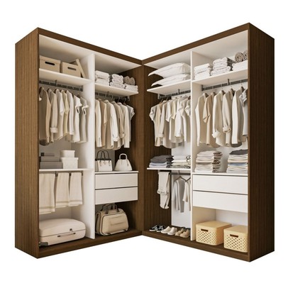 Closet Casal Júlia Duo 4 Gavetas Freijó/Branco - Minastex