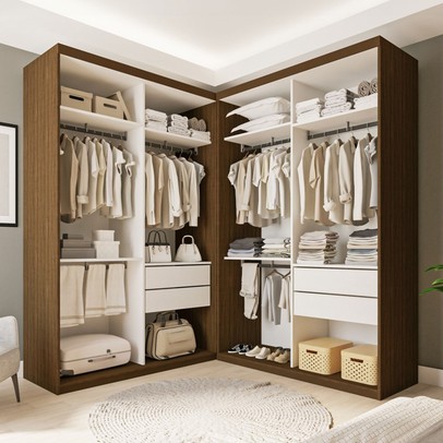 Closet Casal Júlia Duo 4 Gavetas Freijó/Branco - Minastex