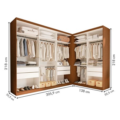 Closet Casal França 6 Gavetas Freijó/Branco - Minastex