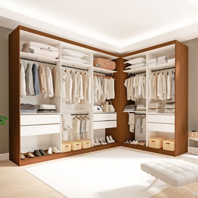 Closet Casal França 6 Gavetas Freijó/Branco - Minastex