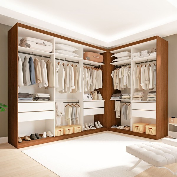 Closet Casal França 6 Gavetas Freijó/Branco - Minastex