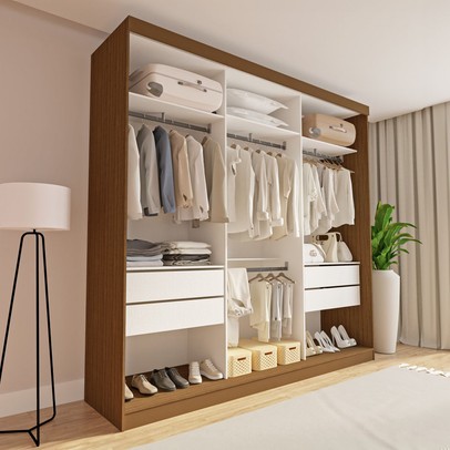 Closet Casal Paris 4 Gavetas Freijó/Branco - Minastex