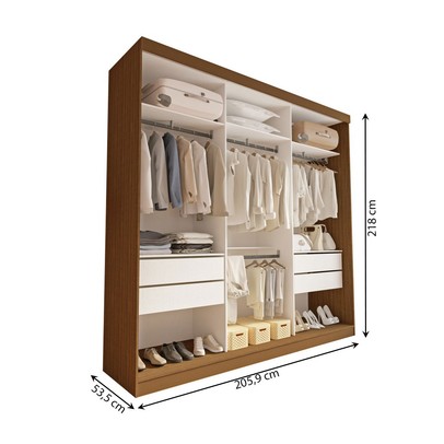 Closet Casal Paris 4 Gavetas Freijó/Branco - Minastex