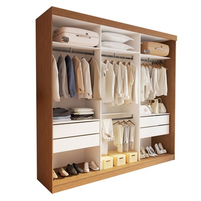 Closet Casal Paris 4 Gavetas Carvalho/Branco - Minastex