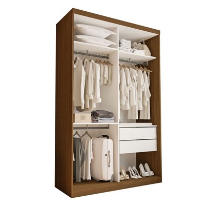 Closet Solteiro Júlia 2 Gavetas Freijó/Branco - Minastex