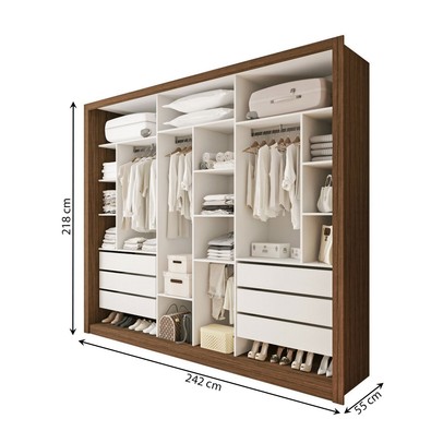 Closet Casal Itália 6 Gavetas Freijó/Branco - Minastex