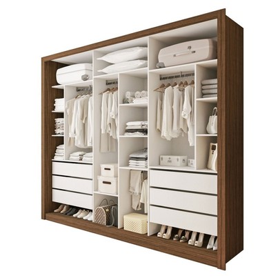 Closet Casal Itália 6 Gavetas Freijó/Branco - Minastex