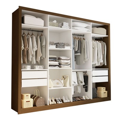 Closet Casal Florença 4 Gavetas Freijó/Branco - Minastex