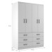 Guarda-Roupa Solteiro Treviso 4 Portas 6 Gavetas Branco - Evidência Móveis
