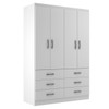 Guarda-Roupa Solteiro Treviso 4 Portas 6 Gavetas Branco - Evidência Móveis