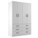 Guarda-Roupa Solteiro Treviso 4 Portas 6 Gavetas Branco - Evidência Móveis
