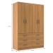 Guarda-Roupa Solteiro Treviso 4 Portas 6 Gavetas Cinamomo - Evidência Móveis