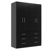 Guarda-Roupa Solteiro Treviso 4 Portas 6 Gavetas Black - Evidência Móveis