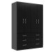 Guarda-Roupa Solteiro Treviso 4 Portas 6 Gavetas Black - Evidência Móveis