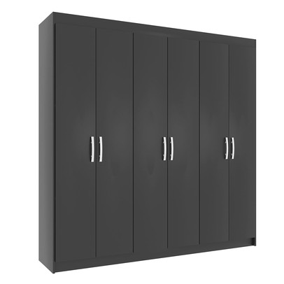 Guarda-Roupa Casal Montreal 6 Portas 2 Gavetas Black - Evidência Móveis