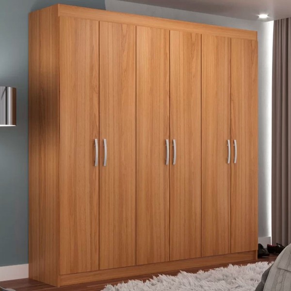 Guarda-Roupa Casal Montreal 6 Portas 2 Gavetas Cinamomo - Evidência Móveis