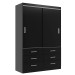 Guarda-Roupa Solteiro Veneza 2 Portas 6 Gavetas Black - Evidência Móveis